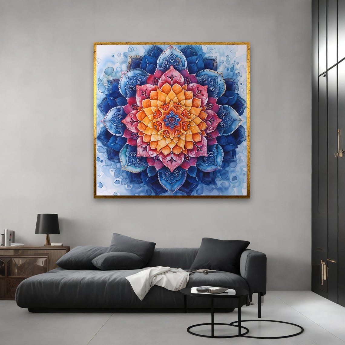 Stunning Mandala Painting Boho Flower Artwork Colorful Geometric Wall Decor Ready To Hang Framed For Home Gift Idea - Image 3