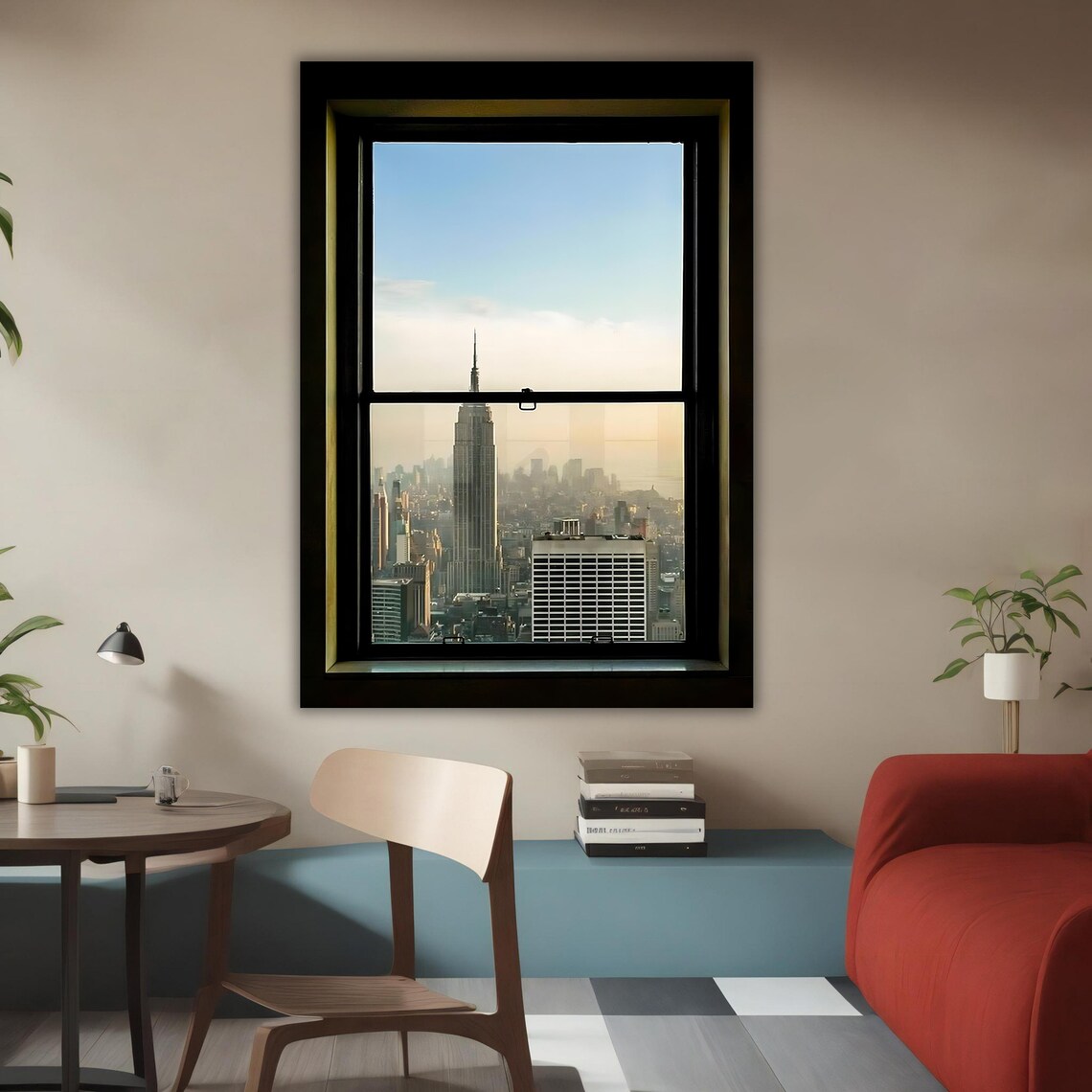 Landscape Wall Art Ready To Hang Calm Bedroom Decor Faux Window Nature View Framed Artwork Print Gift - Image 4