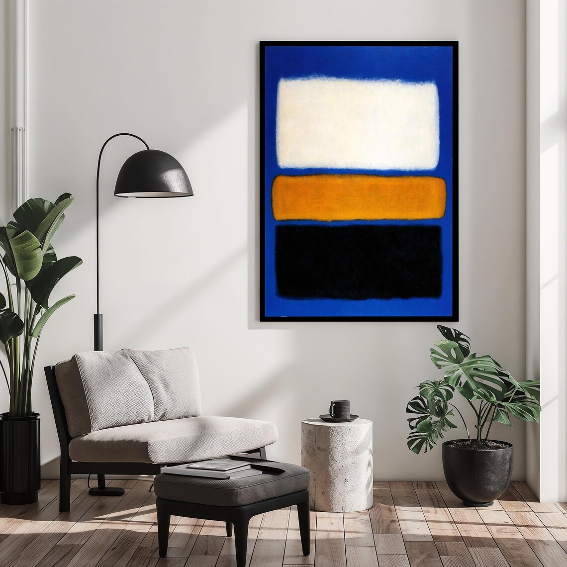 Rothko Style Blue White Orange Black Bold Color Block Art Poster - Image 2