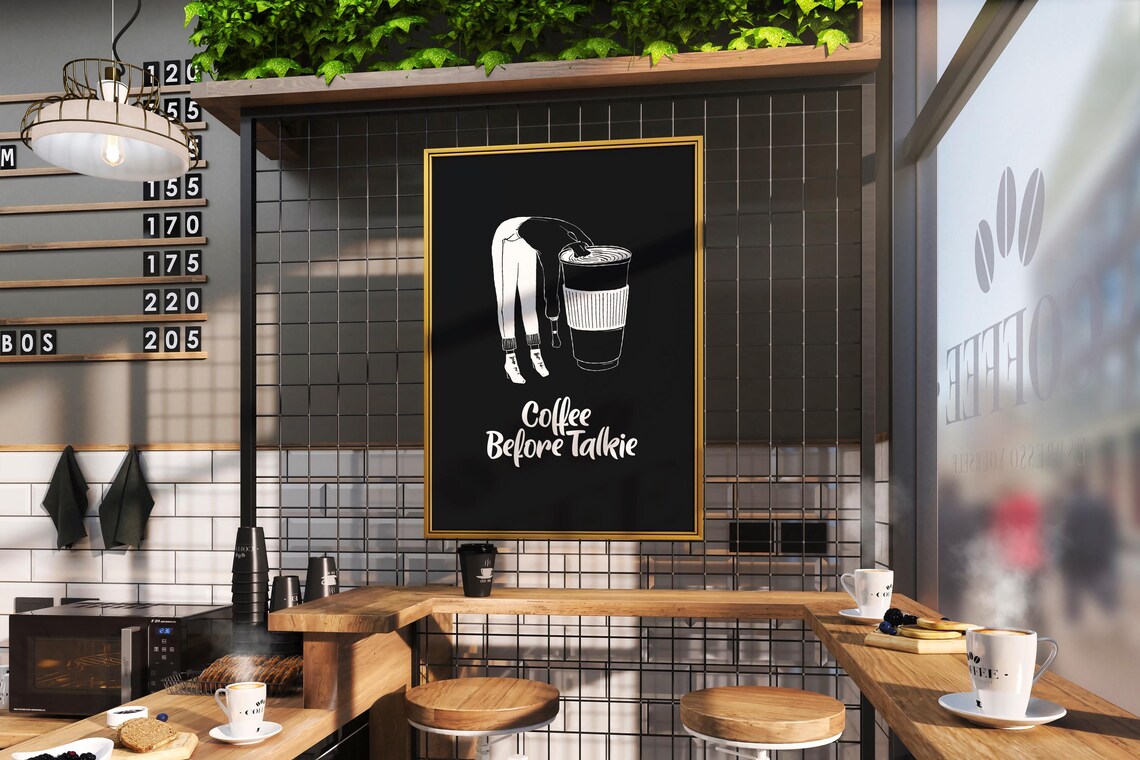 Funny Coffee Quote, Vintage Minimalist Cafe Art - Image 2