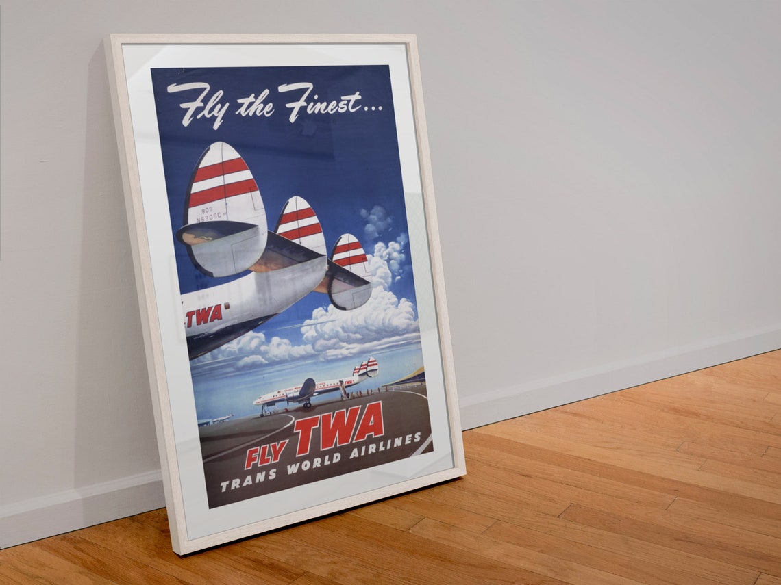 Fly the Finest Fly TWA Constellation Airliner Vintage Airline Poster - Image 4