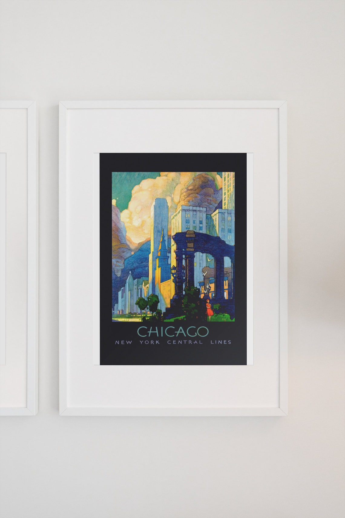 Chicago New York Central Lines Skyline Vintage Railway Travel Poster - Image 3
