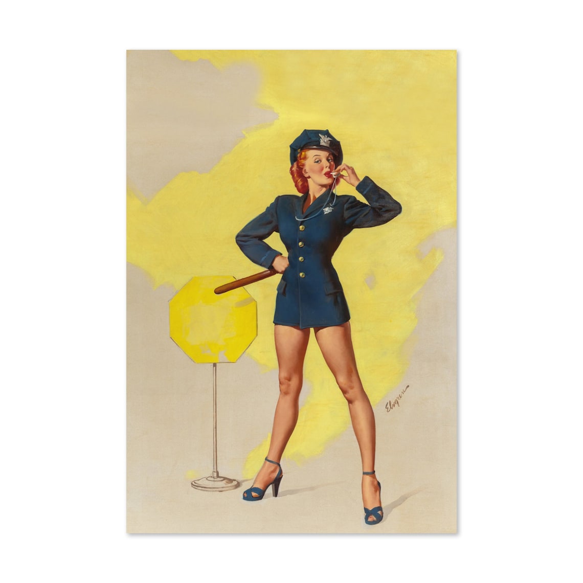 Gil Elvgren Real Stopper Police Woman Retro Pinup Poster Art