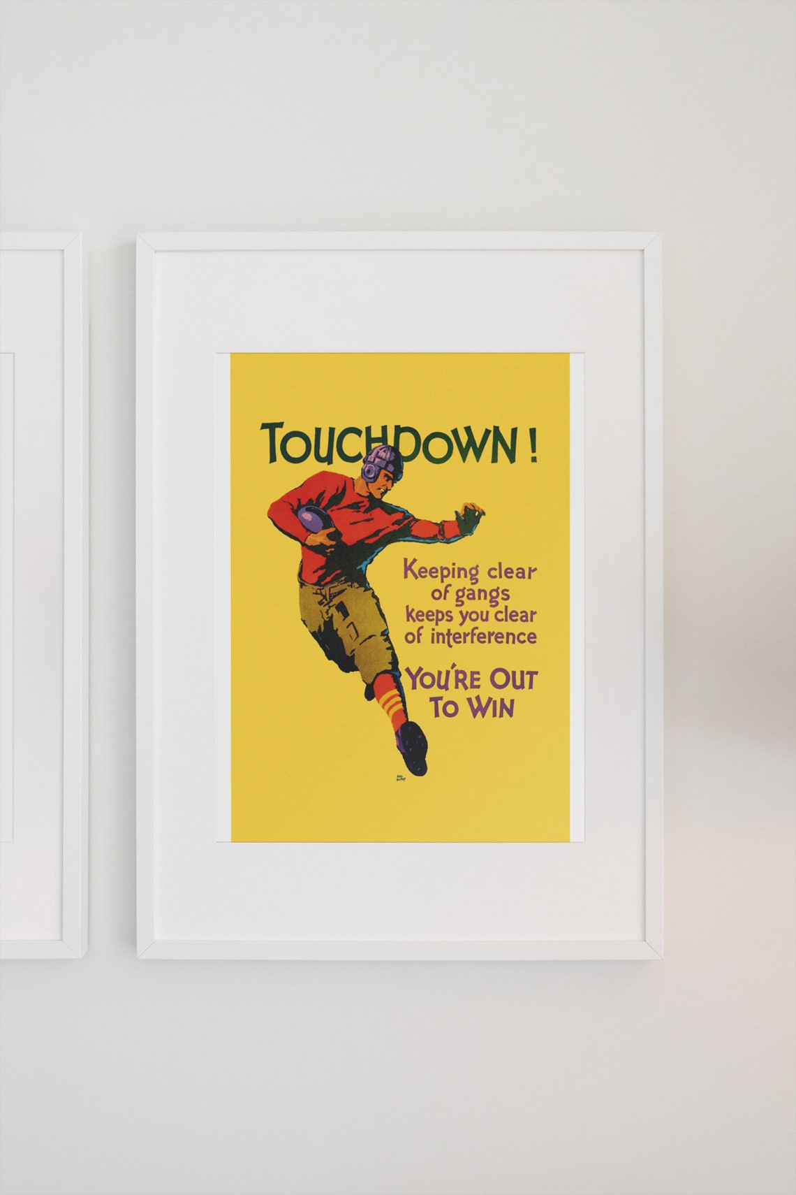 Touchdown Football Player 1920s You Are Out to Win Motivational Poster - Image 3