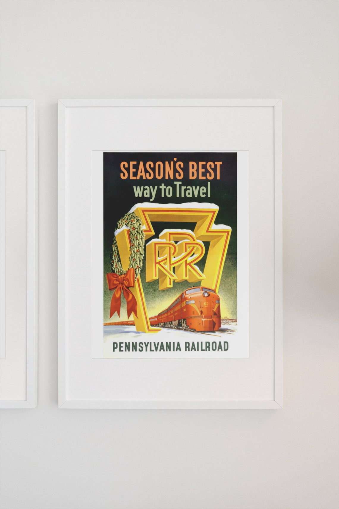 Pennsylvania Railroad Christmas Keystone Wreath Travel Poster - Image 3