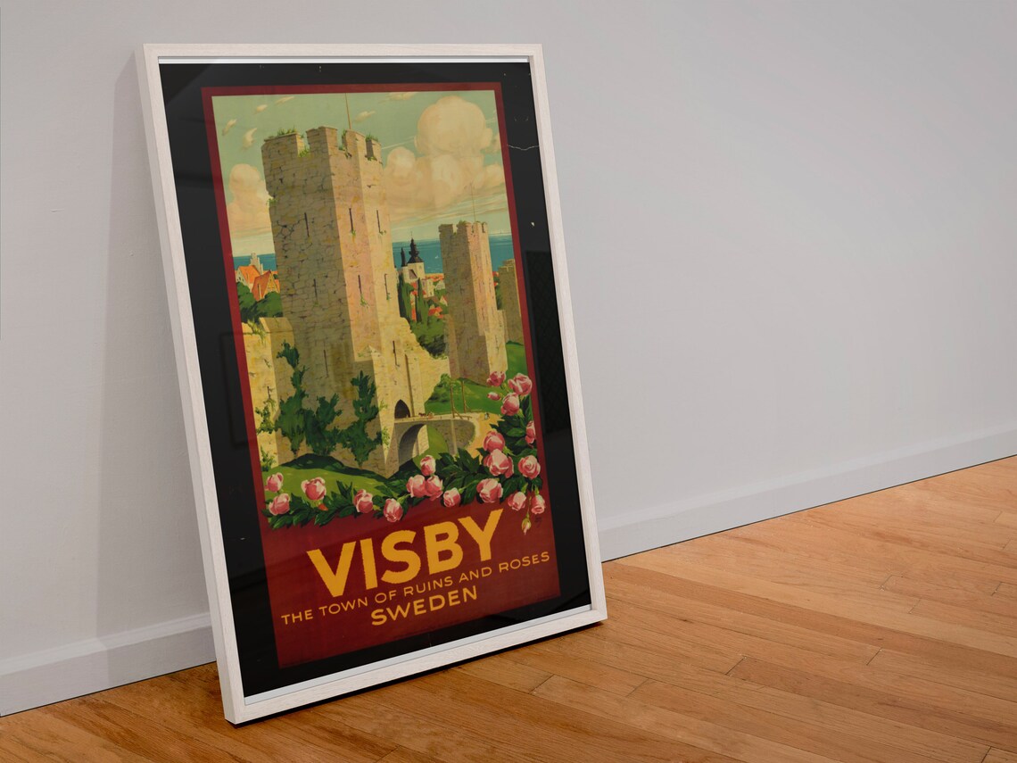 Visby Sweden Town of Ruins and Roses Medieval Old Travel Poster - Image 4