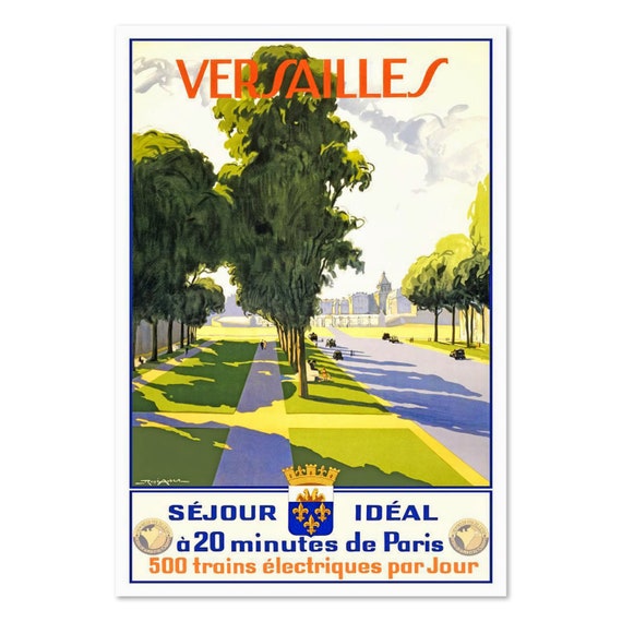 1940s Versailles Palace Vintage Style French Travel Poster Classic Collection Art Print For Gifts And Wall Art Dcor