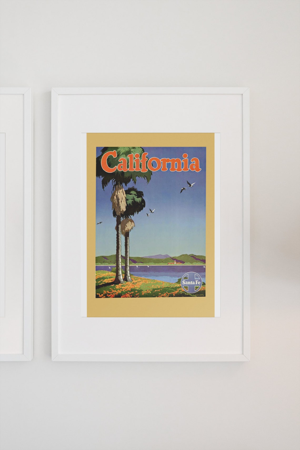 California Santa Fe Railroad Vintage Palm Beach Travel Poster - Image 3
