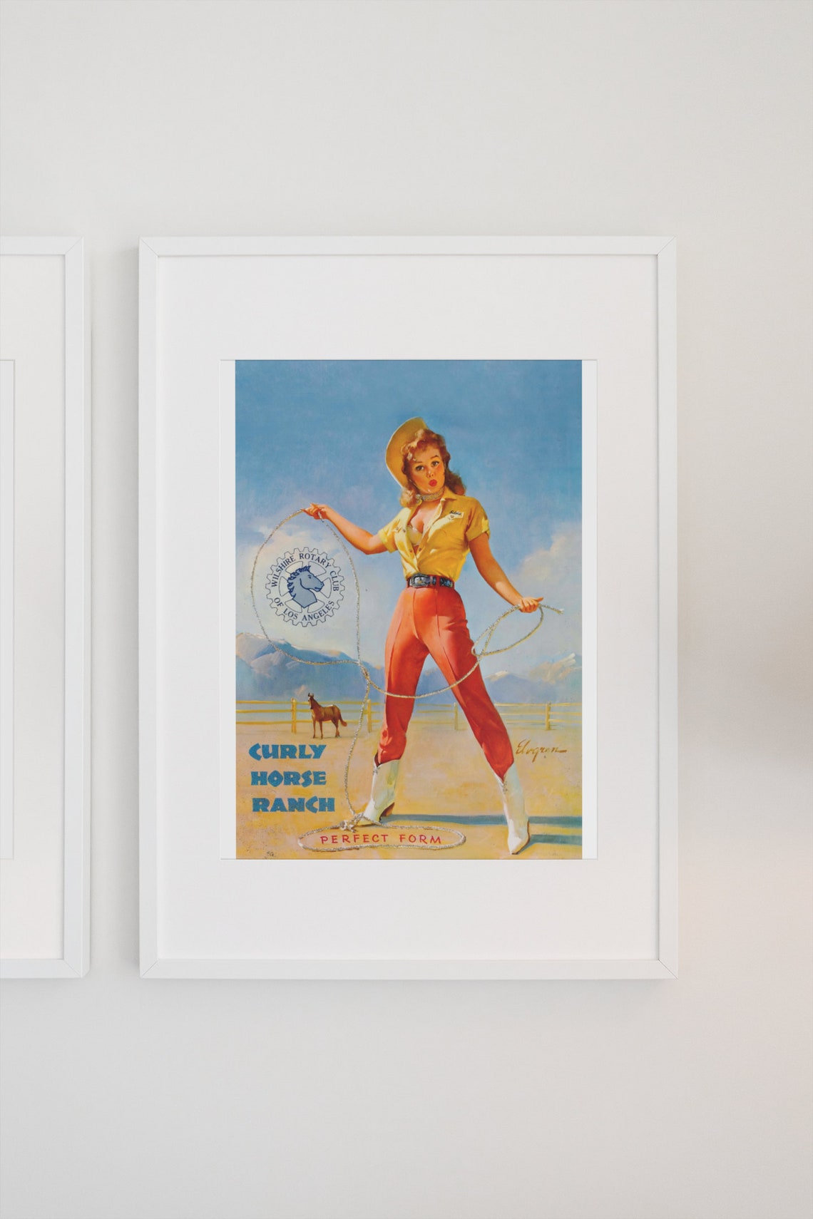 Gil Elvgren Perfect Form Curly Horse Ranch Cowgirl Lasso Poster - Image 3