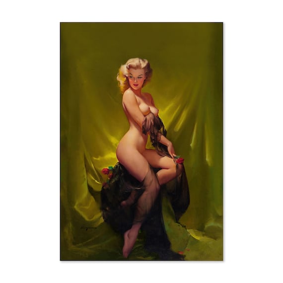 Golden Beauty Vintage Style Elvgren Pin Up Girl Art Print