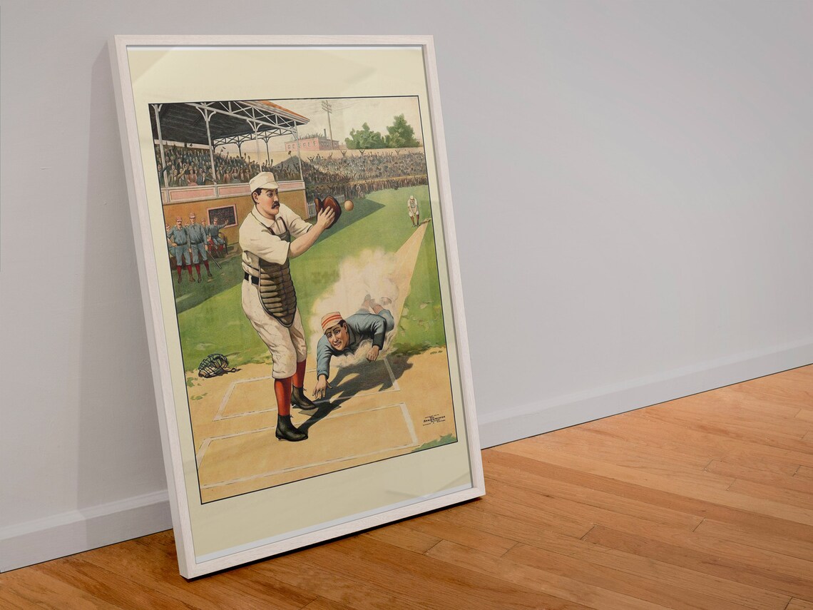 1897 Baseball Home Plate Sliding Action Vintage Sports Poster - Image 4