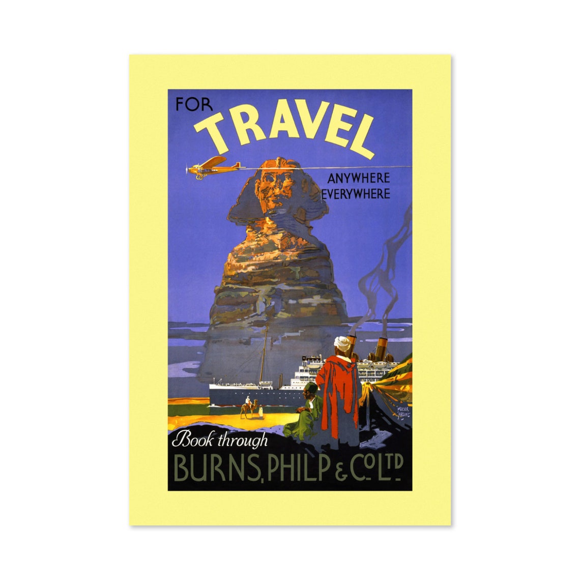 For Travel Anywhere Everywhere Vintage Sphinx Egypt Travel Poster