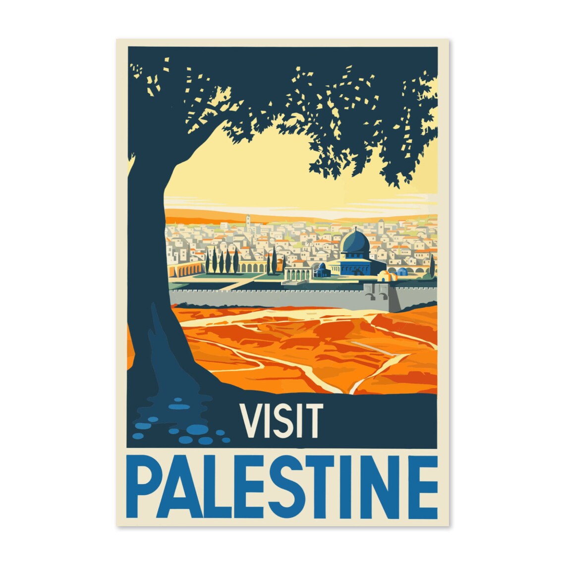 1936 Visit Palestine Old Jerusalem Vintage Travel Poster