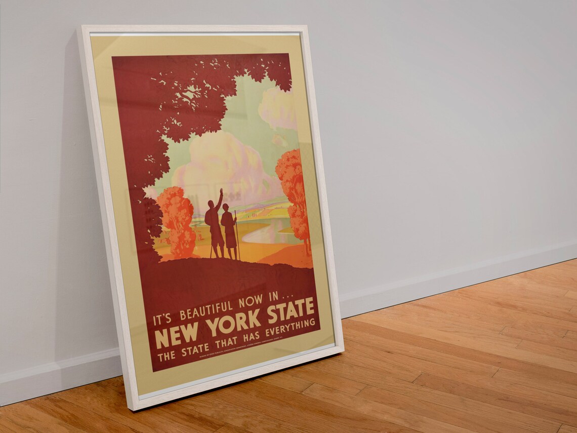 New York State Autumn Hikers Beautiful Fall Foliage Travel Poster - Image 4