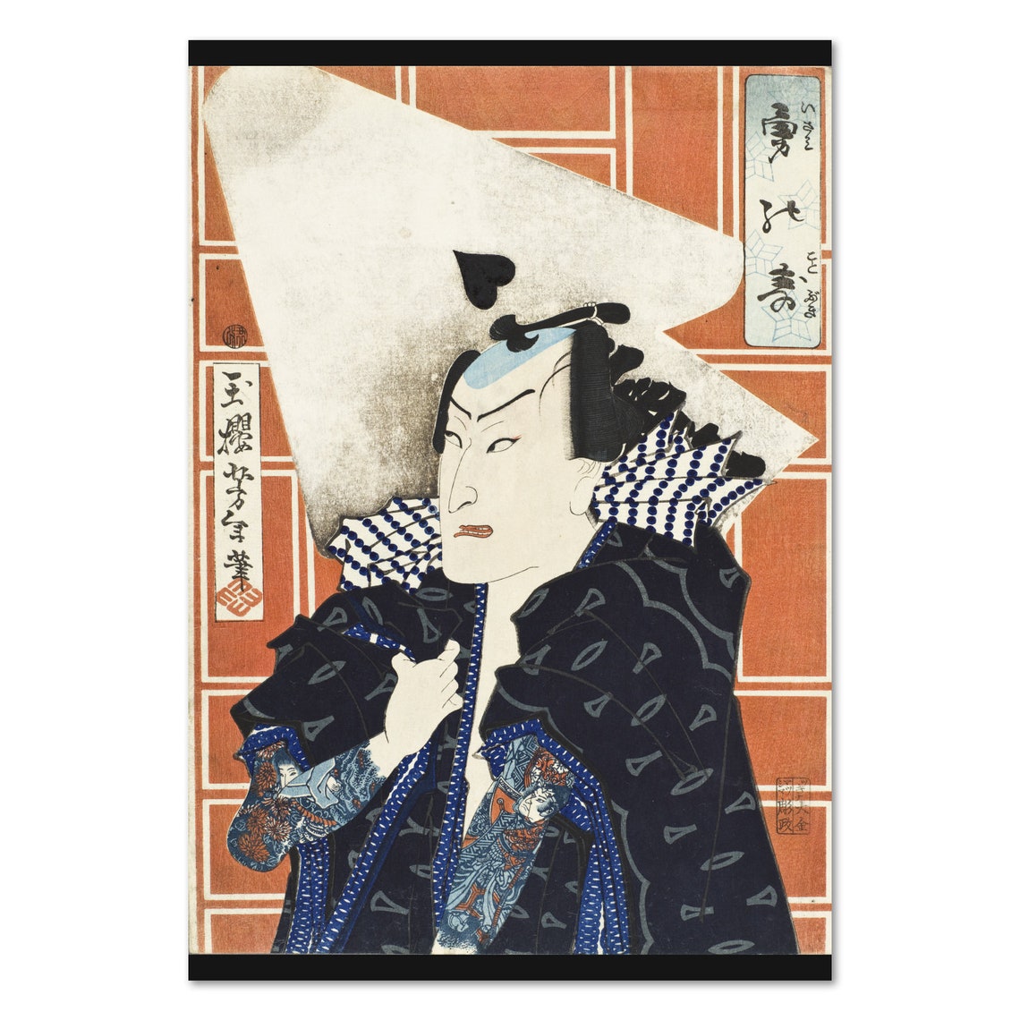 Tattooed Kabuki Actor Ukiyo E Woodblock Vintage Irezumi Art Poster