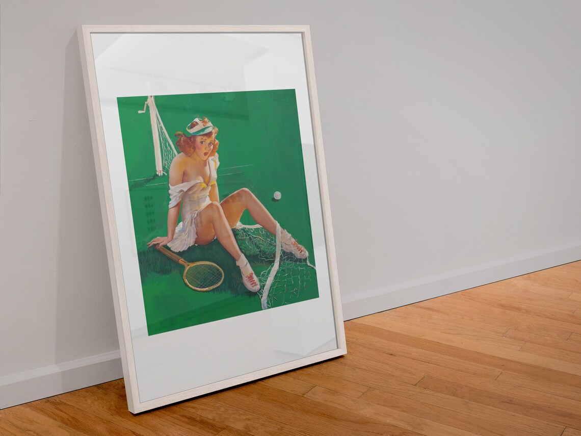 Gil Elvgren Net Results Vintage Tennis Court Pin Up Girl Poster - Image 4