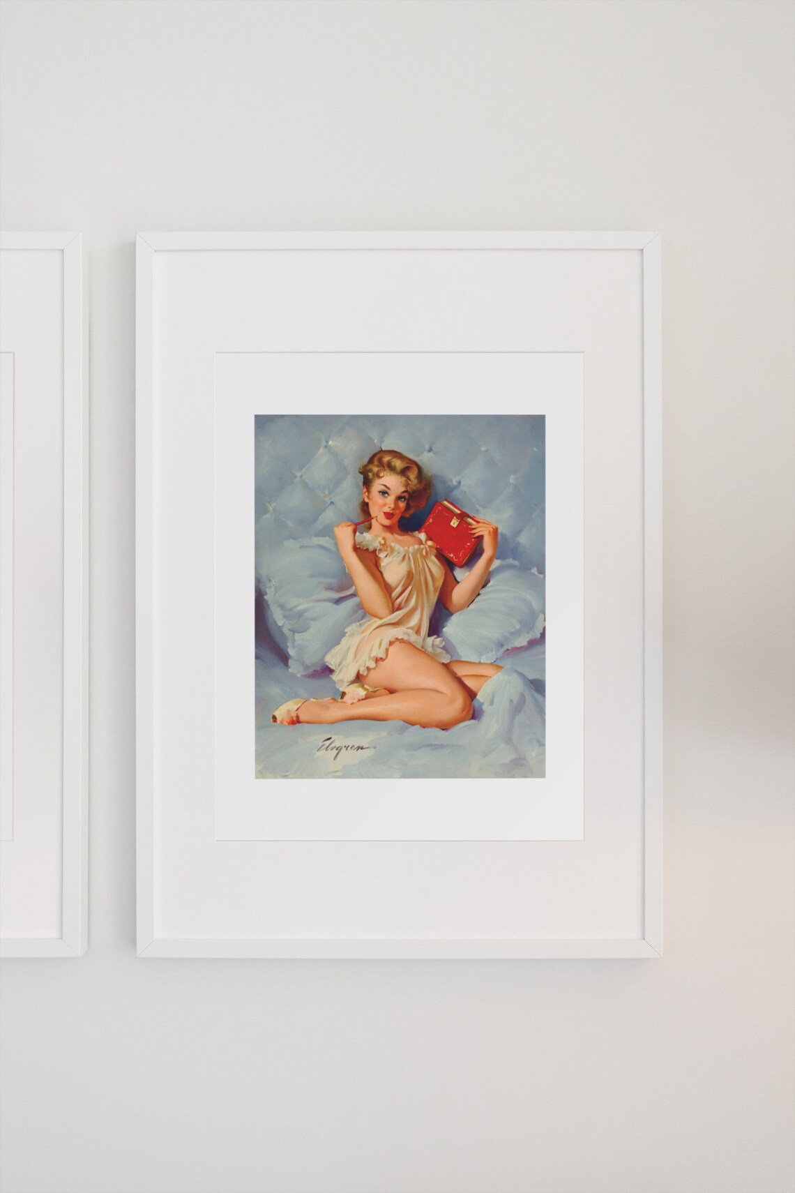 Elvgren Thinking of You Pin Up Girl Diary Vintage Bedtime Art Poster - Image 3