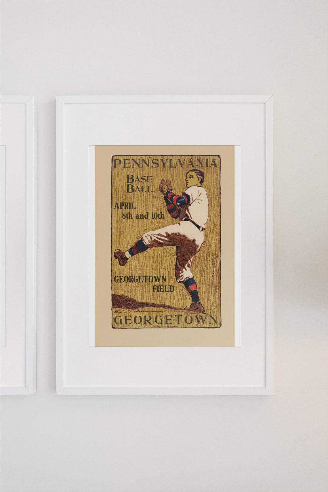 Pennsylvania Base Ball April Georgetown Vintage College Poster - Image 3
