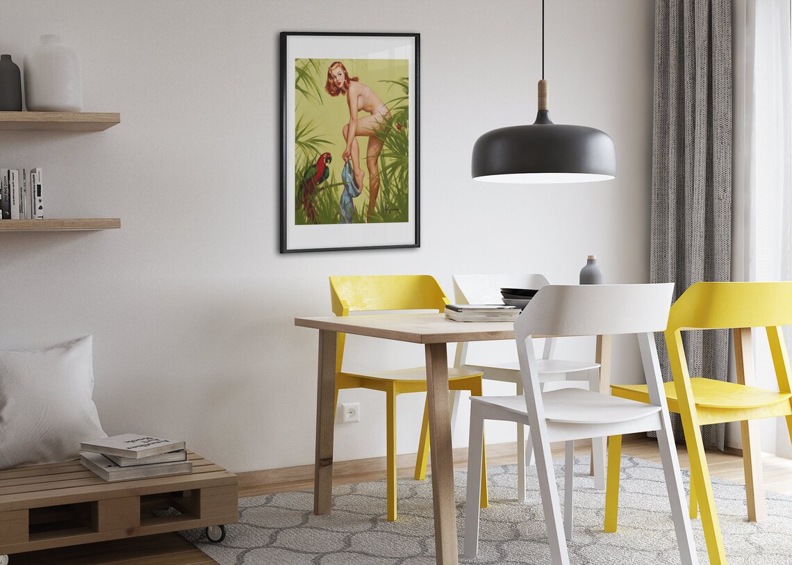 Elvgren Jungle Parrot Vintage Style Poster - Image 2