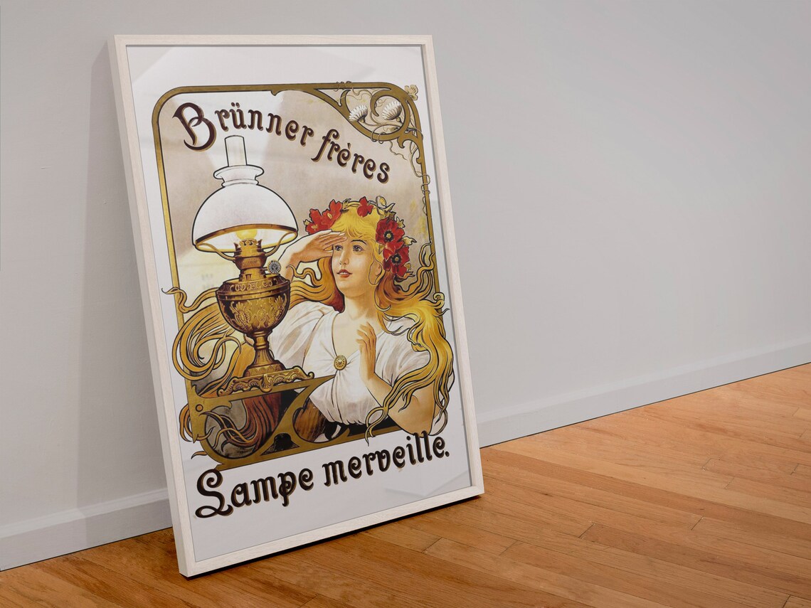 Vintage Brunner Freres Lampe Merveille Art Nouveau Lamp Poster - Image 4