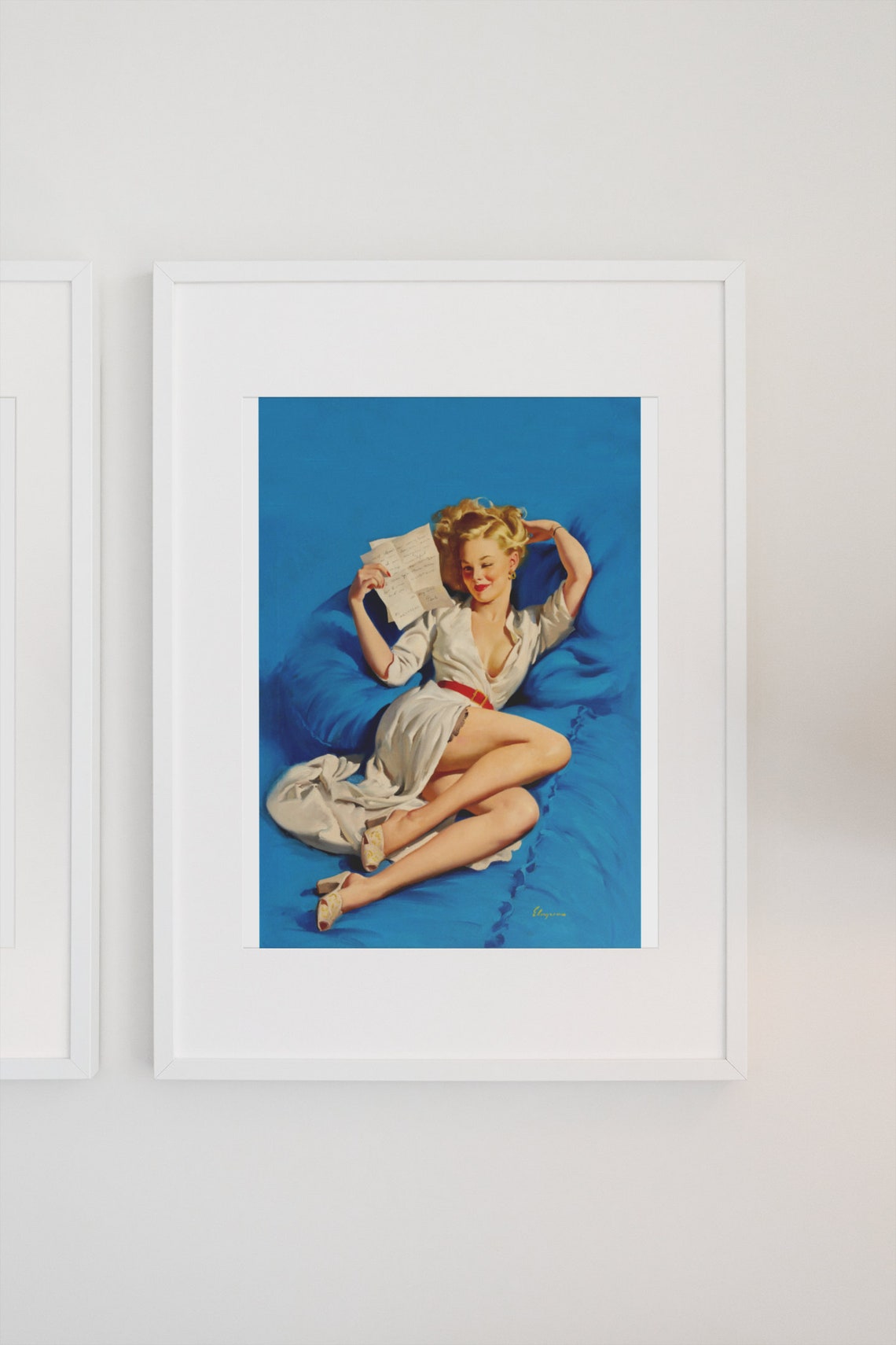 Gil Elvgren Too Good To Be True Letter Reading Couch Pin-Up Poster - Image 3