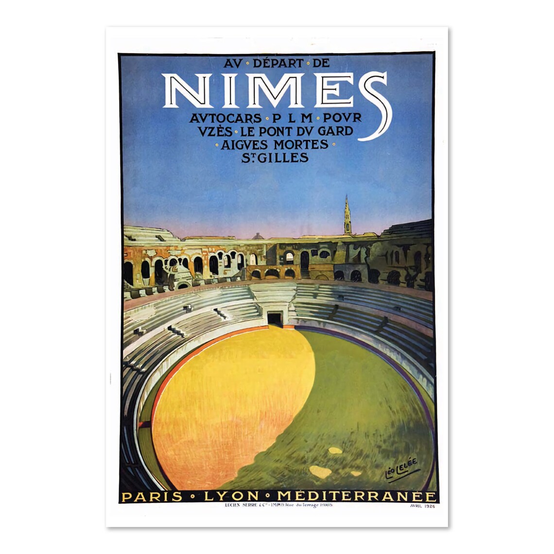 1926 Nimes France Amphitheater Vintage Style Travel Poster Classic Collection Art Print For Gifts And Wall Art Dcor