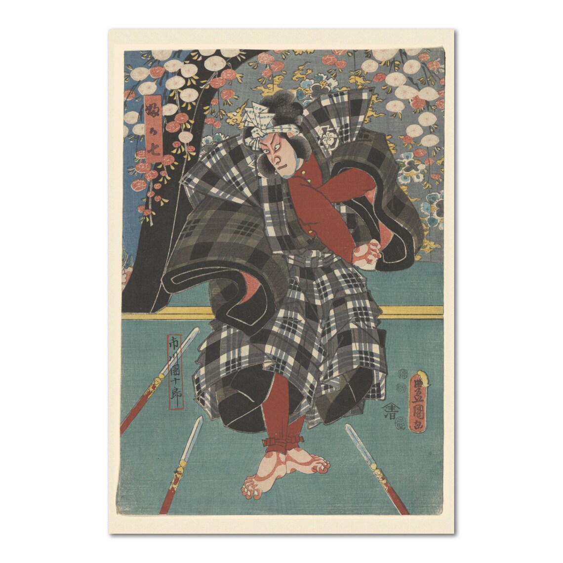 Ichikawa Danjuro Kabuki Actor Ukiyo E Woodblock by Toyokuni Poster