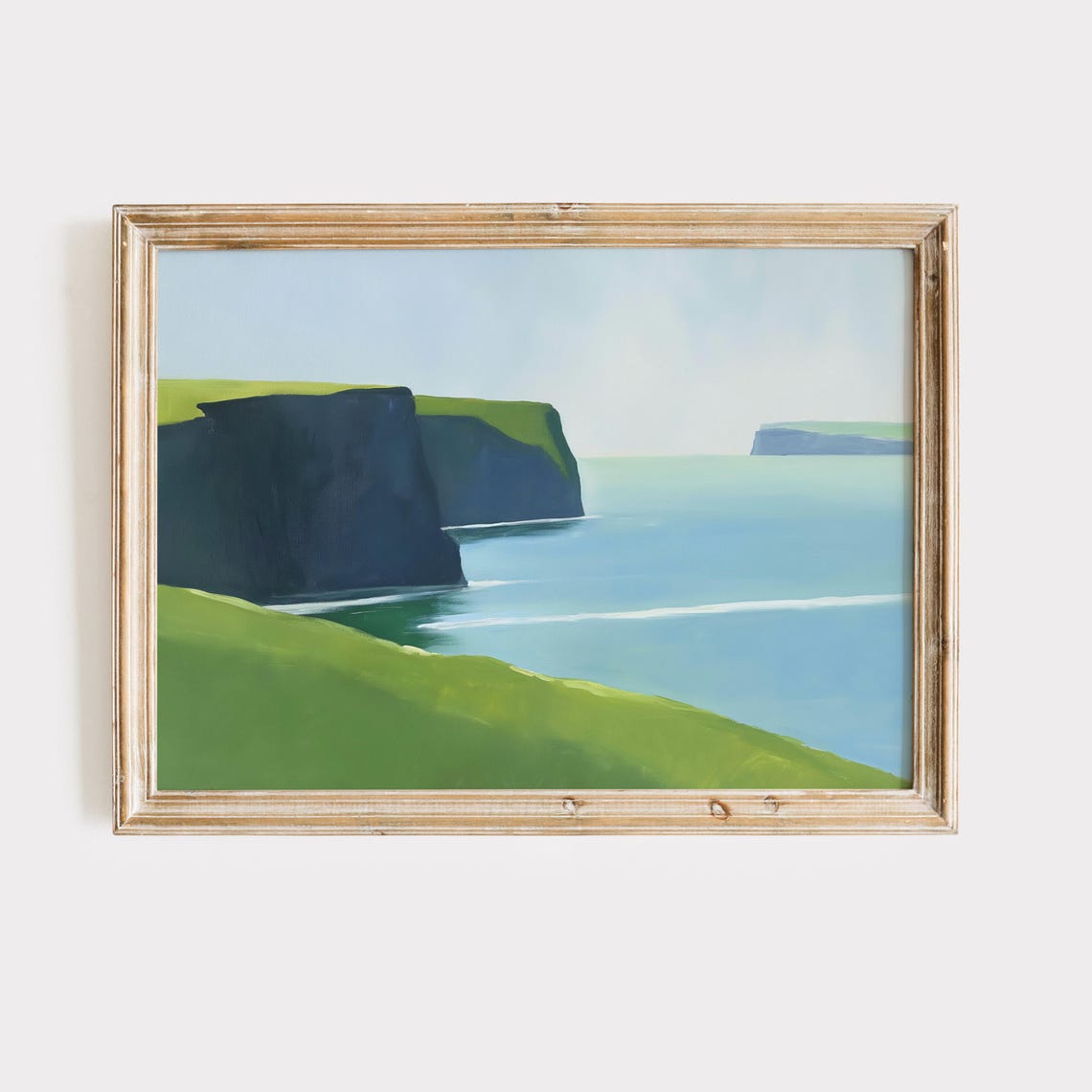 Dramatic Green Sea Cliffs Ireland Coast Minimalist Painting Poster