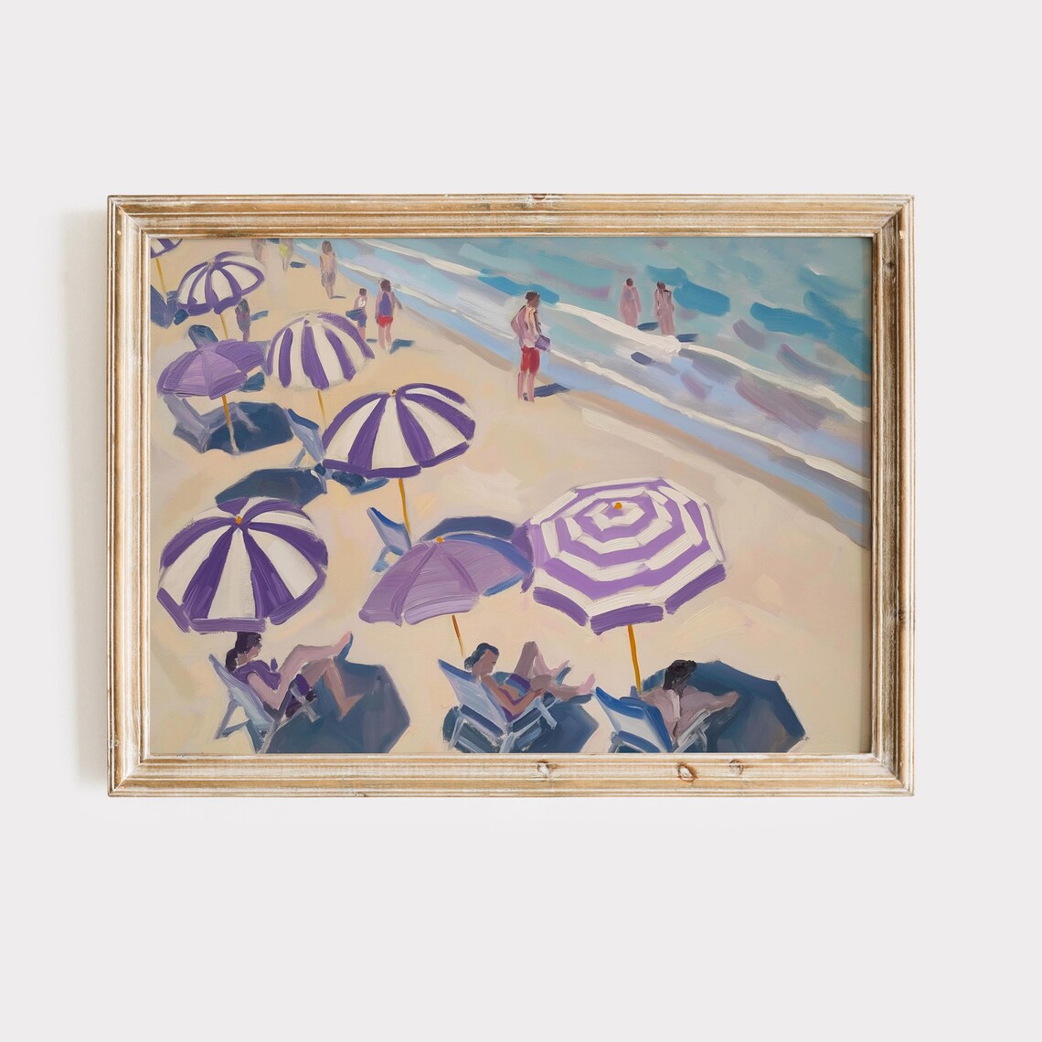 Beach Umbrellas In Purple Stripes From Above Summer Scene Poster