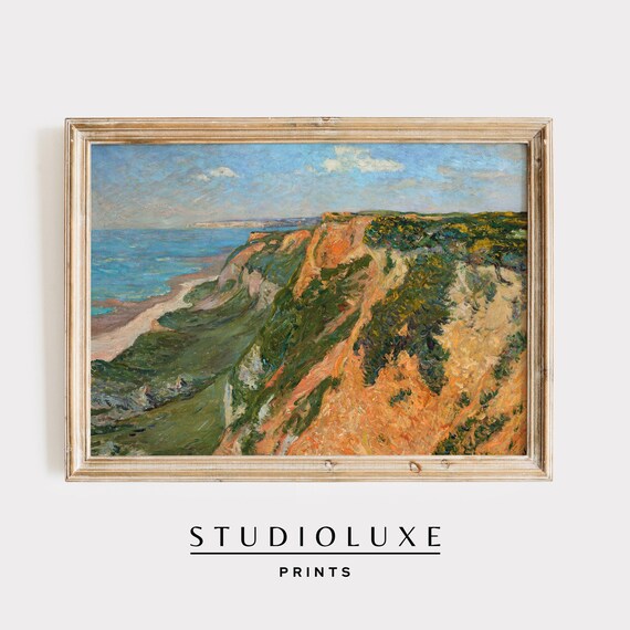 Rocky Coastal Cliffs Above the Blue Sea Impressionist Poster