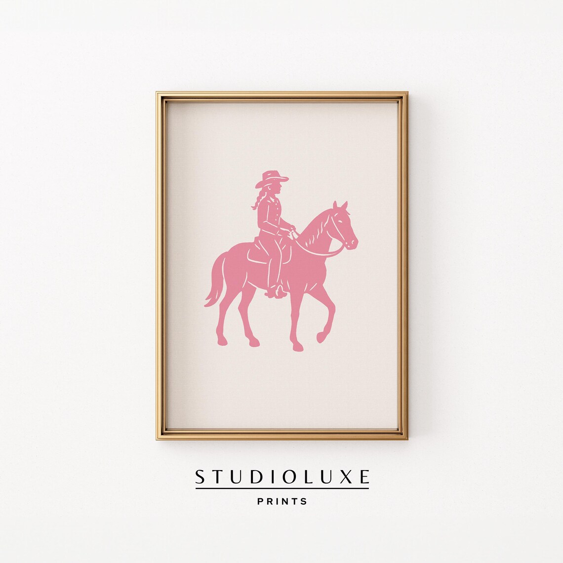 Pink Cowgirl Riding Horse Silhouette Western Cowgirl Chic Poster