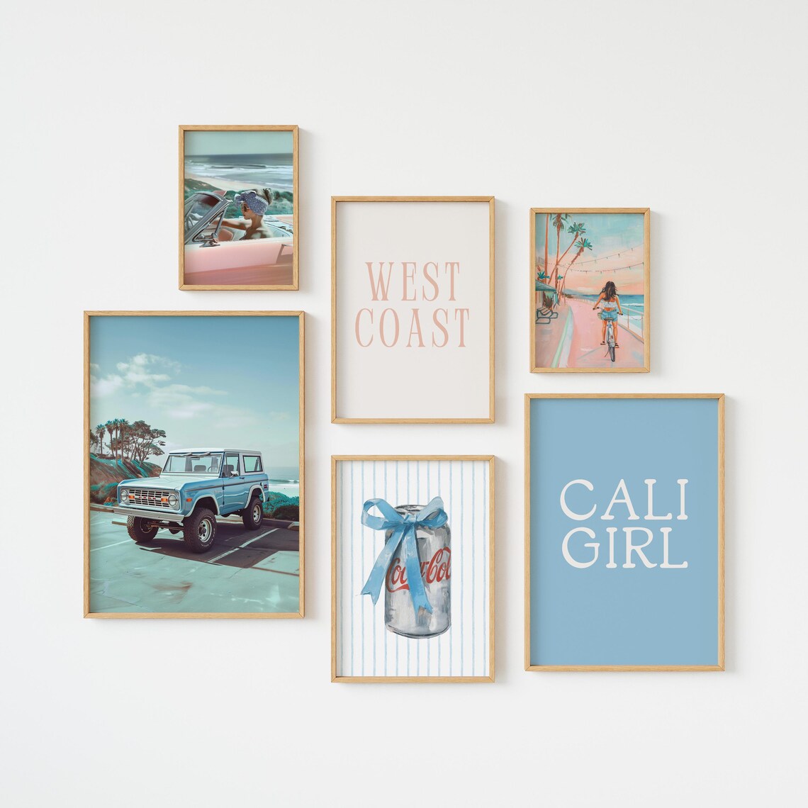 West Coast And Cali Girl Themed Six Piece Gallery Wall Set Poster