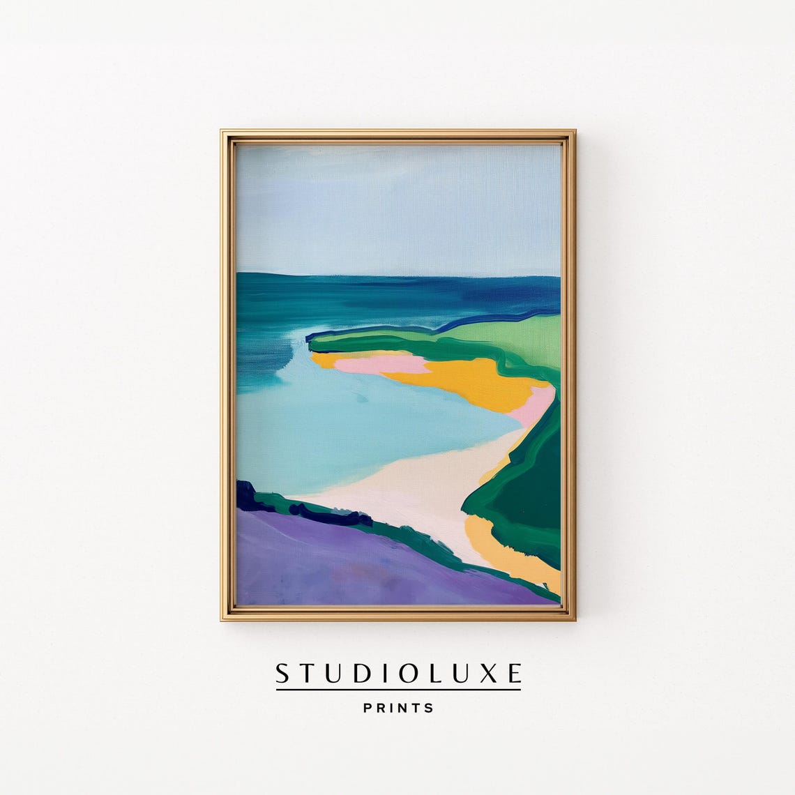 Abstract Coastal Cove With Turquoise Water And Green Cliffs Poster