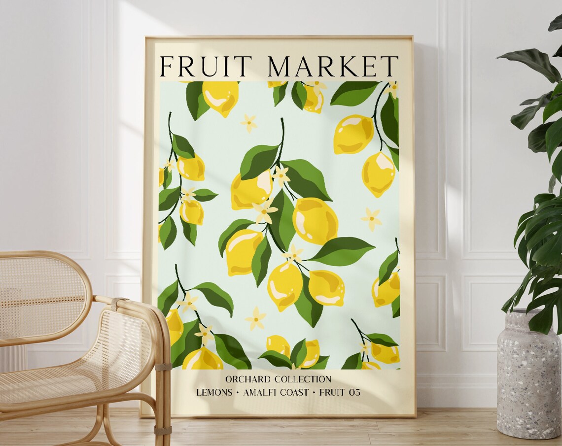 Lemon Fruit Market Vintage Food Art Print