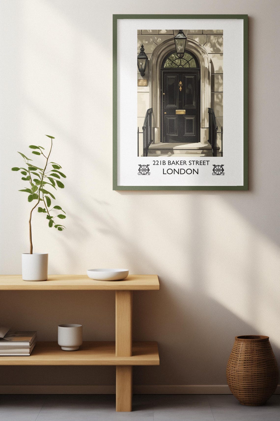 221B Baker Street London Sherlock Holmes Black Door Lanterns Poster - Image 3