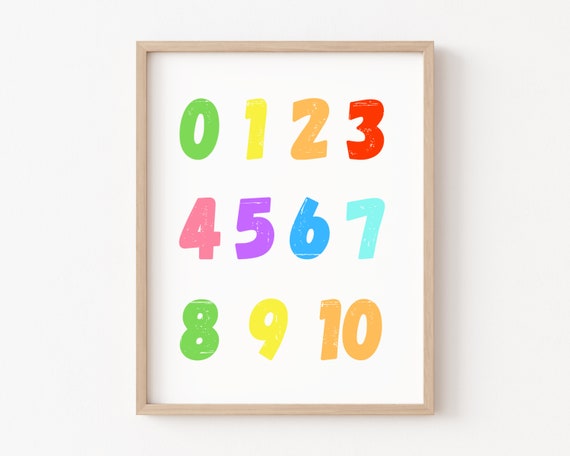 123 Print Number Poster, Kids Room Educational Art Print