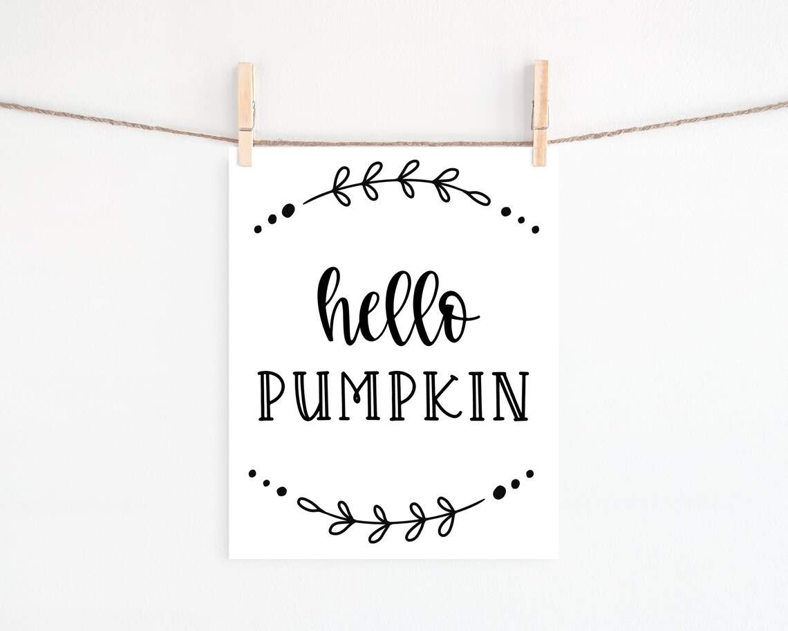 Hello Pumpkin Autumn Fall Wall Art Print - Image 3