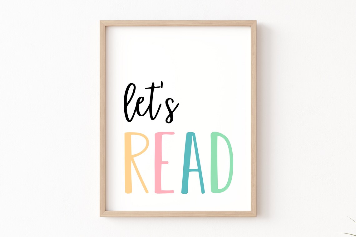 Let's Read Sign Playroom Kids Reading Corner Poster