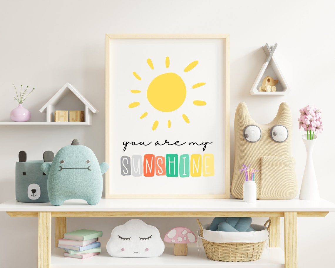 You Are My Sunshine Rainbow Lettering Kids Room Decor Poster - Image 2