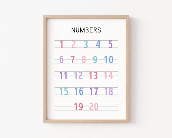 Pastel Numbers 1 To 20 Handwriting Chart Kids Learning Poster