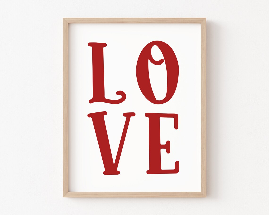 Love Typography Minimalist Valentine Art Print