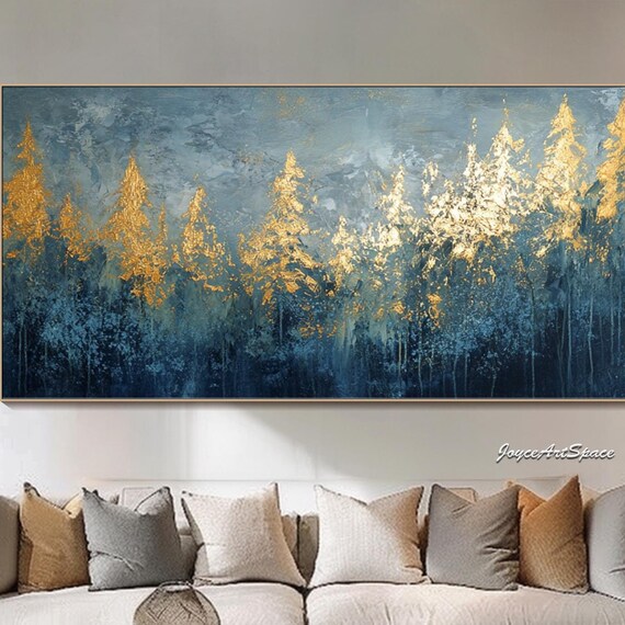 Abstract Textured Forest Wall Art Original Abstract Oil Painting On Large Living Room Wall Art Handmade Wall Art Unique Tree Wall Art