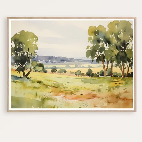 Large Abstract Landscape Watercolor Painting Art Print Australian