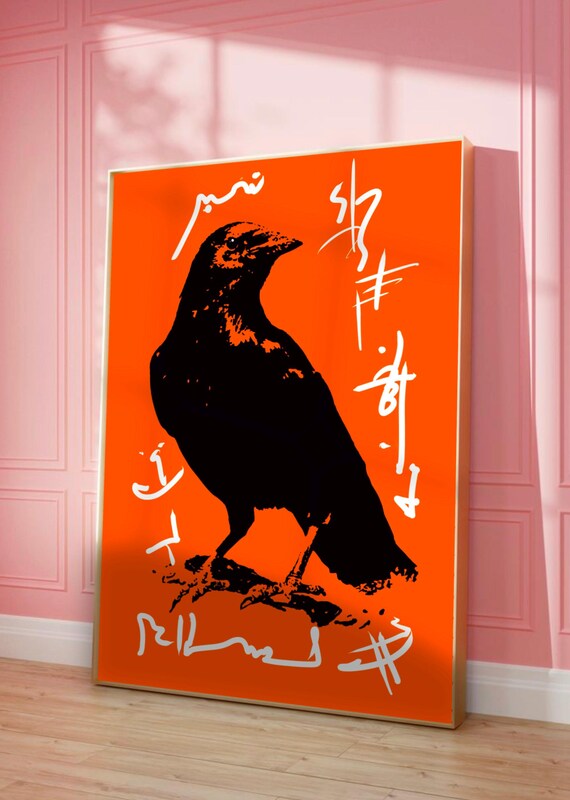 Colorful Crow Art Print Abstract Bird Poster Living Room Decor Coffee Gift