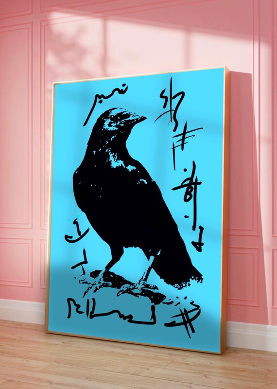 Colorful Crow Art Print Abstract Bird Poster Living Room Decor Coffee Gift