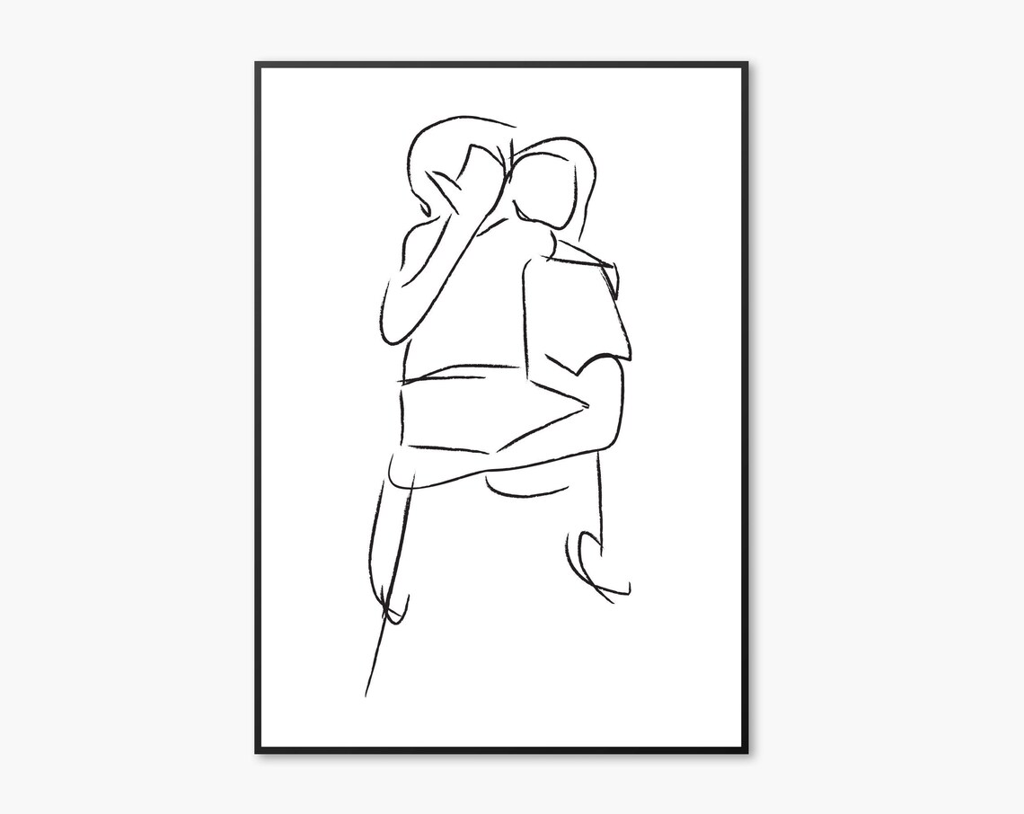 Mother Holding Son Charcoal Style Black And White Family Poster
