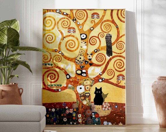Gustav Klimt Cat Poster, Tree Of Life Art