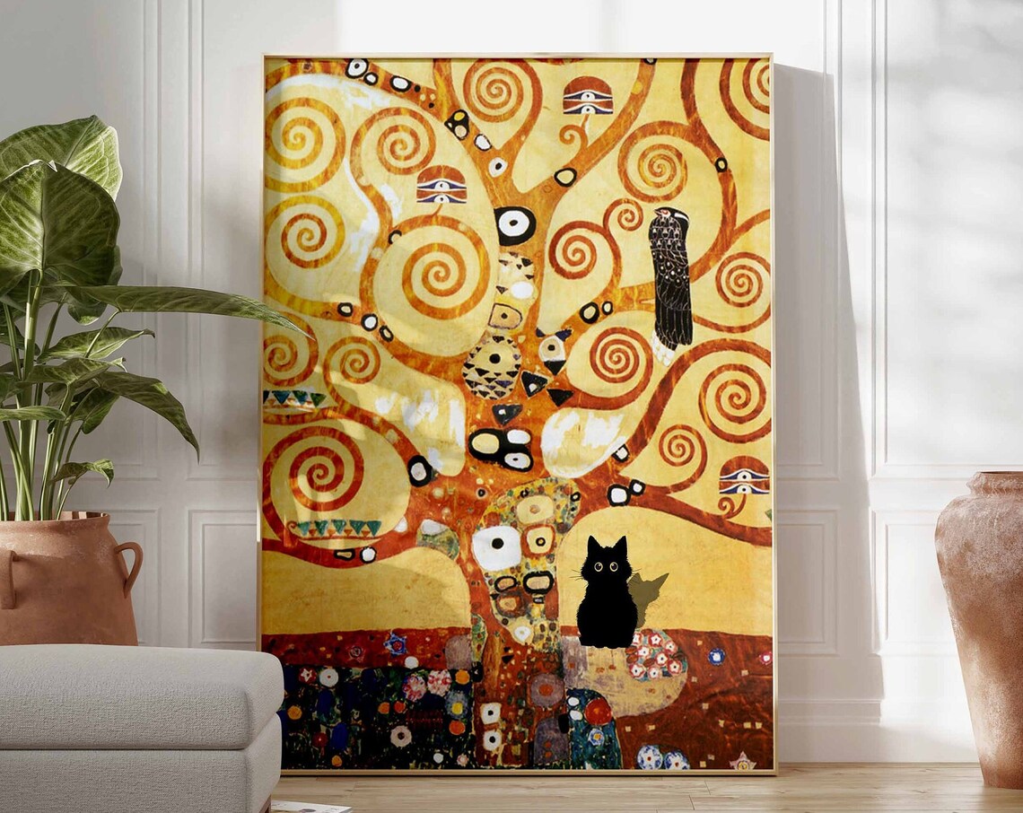 Gustav Klimt Cat Poster, Tree Of Life Art