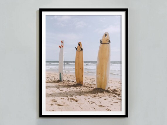 Three Surfboards Standing in Beach Sand Summer Surf Photo Poster
