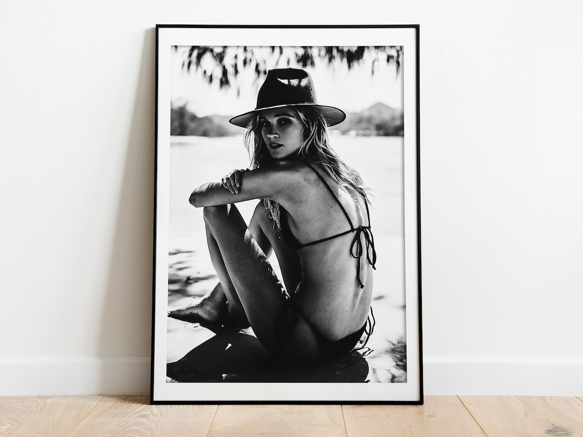 Coastal Cowgirl Bikini Sitting On Beach Looking Back Style Poster - Image 3